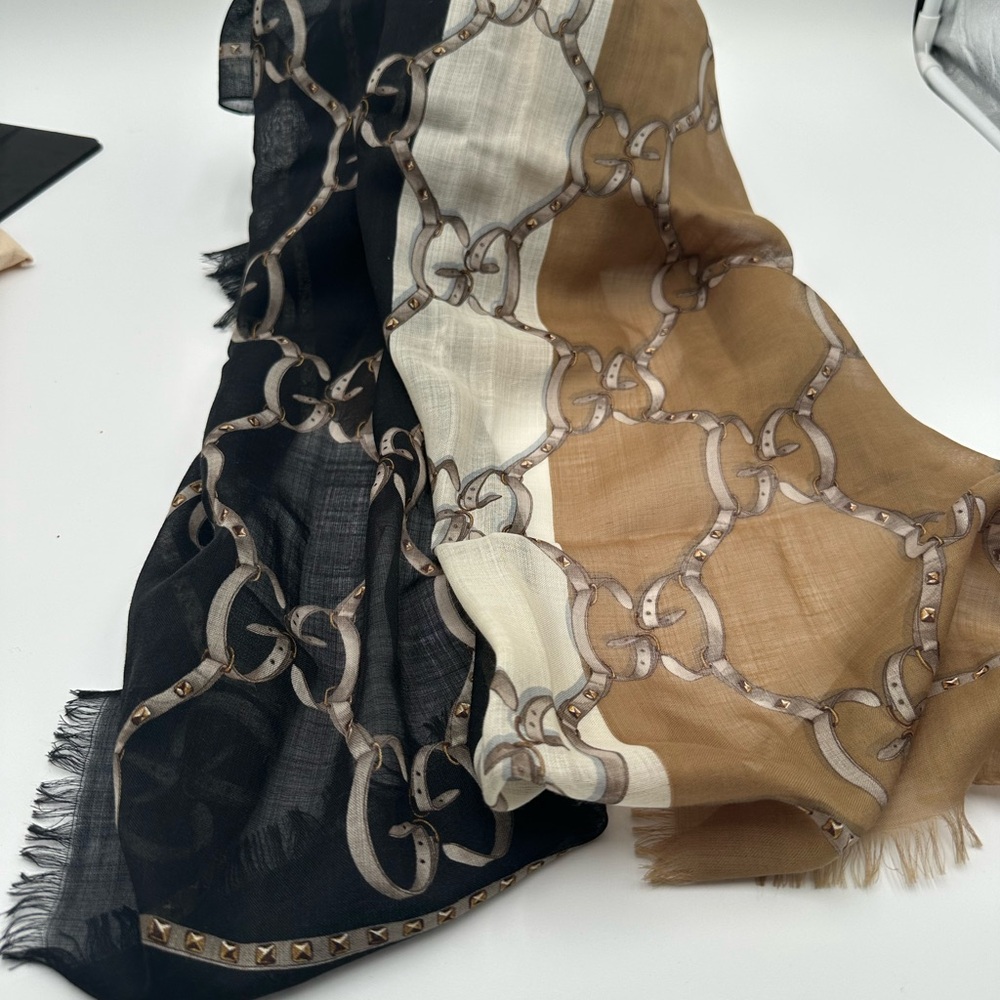 GUCCI Scarf with Box:  Black, Tan and Off White!